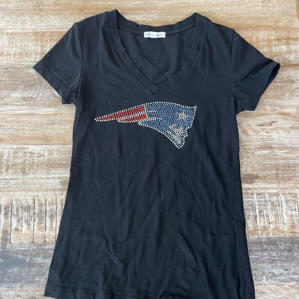New England Patriots black bling tee